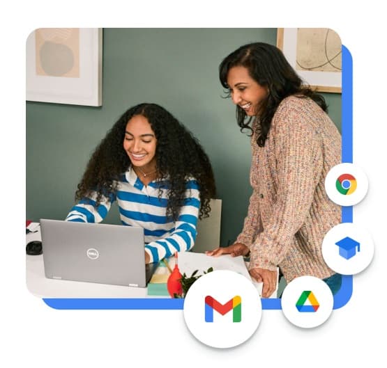 Google for Education — teacher and student using Chromebook in Indian school
